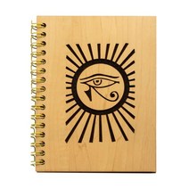 Egyptian Wooden Diary Eye of Horus 40Page Spiral Notebook Blank Journal Made in Egypt [Unk나우n Bindin, 단일, 단일