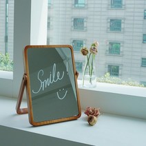 우드 원목 탁상 나무 거울 갓샵 사각 화장대 접이식 테이블 거울, 원목거울+화이트마카펜