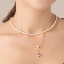 미스폴리 14K Gold 쌀알 담수 진주 비드 목걸이 - NG4041PPL