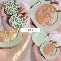 Pealy 팩트 하이라이터 하이라이터 호피 무늬 외관 3색 융합 3.5g, 02