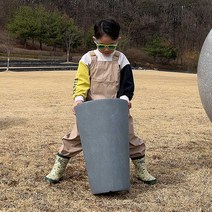 식물학개론 frp 시멘트 원통 마름모 긴 화분, 높은원형라운드-L(50x50x80)-그레이