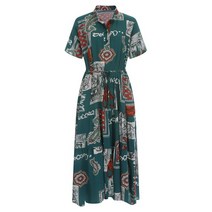 샵앤 프레임 차이나카라 플레어 반팔 원피스 CP WDR 0834 카키