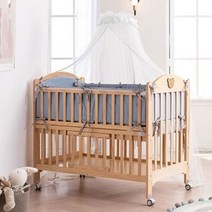 쁘띠라뺑 [쁘띠라뺑]뉴 에코베어 아기침대+뉴토이 범퍼세트 패키지(범퍼침구+캐노피), 침대색상(무도장)+범퍼색상(블루)