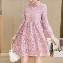 알리팡(Alipang) 여성 봄 여름 기본핏 카라넥 스케이터원피스 긴소매 긴팔 레이스원피스 베이비돌원피스 스목드레스 미니원피스 퍼프소매 카라원피스