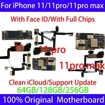 아이폰 메인보드 X XS XSM 전기종 부품 originala for iphone 11 pro max 마더보드 잠금 해제 ios iphone 11 pro mainboard, 11pro 최대 64GB 없음