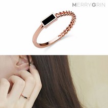 [메리그린] 스퀘어 블랙 링 로즈골드 반지