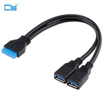데스크탑 컴퓨터 usb 3.0 20 핀 male to 2 a 케이블 어댑터 커넥터 Asus P7P55/USB3 기가 바이트 Msi Onda, 01 25cm_01 Black