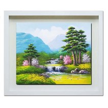 진품 / 부자되고 출세하는 풍경화그림 유화 물 풍경 액자 생기 그림 부자되는 풍경화 풍수에좋은 산수화 사무실 거실 복도 사업장 현관 침실 대운 그림 액자, 0번 판넬(노프레임)