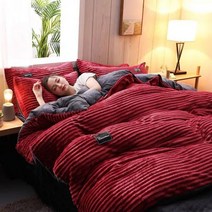 벙커침대 이층침대 벙커 30 두꺼운 따뜻한 겨울 이불 침대 ab 버전 양면 벨벳 이불 커버 베갯잇 플란넬 침구 퀸 사이즈, 180x220cm, f