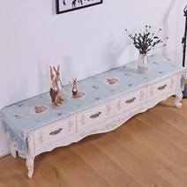 SKANDSALO 식탁보 레이스 패브릭아트 직사각형 거실 화장대 신발장 긴테이블 커버먼지방지 덮개천, T11-자스민 그린, C01-40*180CM(적합 장롱 110-140CM)