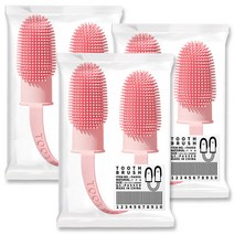 스토리원 강아지 고양이 반려동물 반려견 애견 두 손가락 칫솔 세트 A-DC008, 핑크