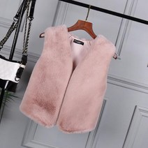 밍크조끼 여 숏 토끼털라이크 조끼 베스트 밍크털 코트 하늘비즈 I906H348