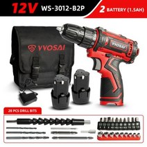 보루방 탁상드릴 드릴링머신 WOSAI-무선 드릴 전기 스크루 미니 드라이버 12V 16V 20V 3/8 인치 무선 전원 DC 리튬 이온 배터리, 12V WS-3012-B2P, EU, 12V WS-3012-B2P