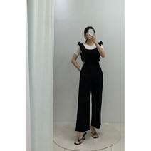 베스트 어깨프릴 와이드 점프수트