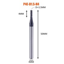 엔드밀 드릴밀 1pc 텅스텐 카바이드 엔드 밀 4 플루트 d1-d12 hrc50 페이스 및 슬롯 머시닝 코팅 엔드 밀 용 cnc 엔드 밀링 커터 도구, 1PC-P4E-D1.5-H4