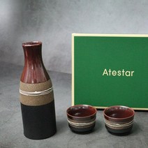 일본 도쿠리 선물세트 독구리 1p 술잔 2p 세트 사케병 사케잔, 13. 라인 도쿠리 술잔세트(레드)