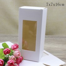크라프트박스새로운 5Pcs 직사각형 창 상자 6X6/7x 7/8x 8/9x9x 높은 종이 패키지 화이트/크래프트 선물 사, 14 7x7x16cm white
