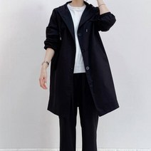 와이제이인터네셔널 여성용 오버핏 후드 트렌치코트 YJK128