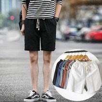 슈가샵 린넨 5부 남자 여름 밴딩 반바지 빅사이즈 바지