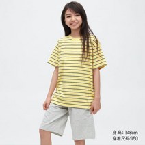 유니클로키즈남아여아에어리즘면혼방캐주얼세트반팔홈웨어잠옷453994