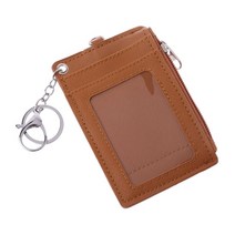 휴대용 가죽 비즈니스 ID 카드 신용 배지 홀더 동전 지갑 지갑 키 체인