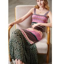 2023 Patchwork Pleated Empire Waist Bodycon Fit Stretchy Knitted Summer Midi Dress High Quality