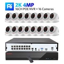 야간투시경 야시경 적외선 단안경 쌍안경 KANTURE16CH 4K POE NVR 비디오 감시 시스템 8MP 양방향 오디오 실내 야외 보안 IP 카메라 키트 다채로운, 32.4T  16CH NVR x 16PCS 2K