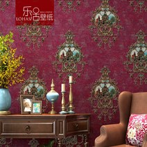 수입 앤틱 벽지 영국 프랑스 클래식 레트로 실크벽지, 7187-16 아마란스