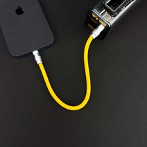 Apple 휴대폰 및 Android에 적합한 보조베터리 15cm 단기 맞춤형 슈퍼 소프트 실리콘 더블 Typec 데이터 케이블, 형광 녹색 0.25m