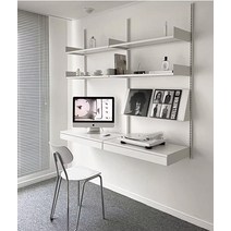 컴퓨터 책상 세트 벽걸이 레일 선반 책장 공부방 서재, 80 2열 4박스+1사선+2테이블