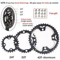 스프라켓 플라이휠 프리 104BCD 체인 링 22T/24T/26T/32T/36/38T/42T/44T 자전거 휠 10S 더블/트리플 속도, 10S 24-32-42T Al