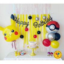 포켓몬스터 피카츄 생일파티풍선 꼬부기 몬스터볼 잠만보, 피카츄 풍선스탠드