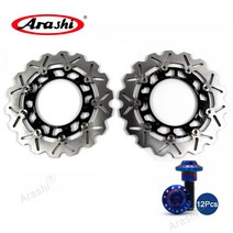 Arashi 1 쌍 오토바이 CNC 완전 부동 플로팅 브레이크 디스크 로터 에 YAMAHA FJR1300 FJR 1300 2001 2002 2003 2004, 검정색+파랑나사