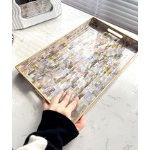 자개 무늬 쟁반 트레이 과일쟁반 직사각형, 01. 화이트, 1개