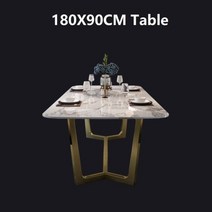 천연 대리석식탁 마블앤테이블 4인용 6인용 8인용 이탈리아 스테 레스 스틸 웨딩 세트 고급 식당 의자 현대 세트, 180x90cm 테이블