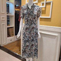 BCBG 비씨비지 여름 에뜨로문양 허리스트링 반팔 시폰 롱 원피스 B1B6O663(B0M6O663)
