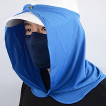 지원군몰 국산 쿨링 얼굴 햇빛가리개 모자 부착형 자외선차단 페이스 선가드, 파랑