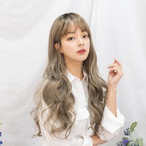 가발닷컴 발레아쥬 통가발 긴머리S컬펌 3컬러 애쉬 핑크 그레이 골드, 1개