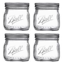 볼메이슨자 와이드 커피 밀폐 봉인 미국 잼 항아리 메이슨 컵 유리 투명 병, 16온즈 4개입, 1개