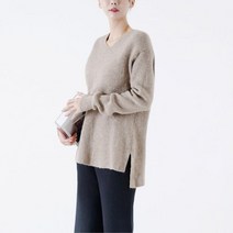 여성 울 브이넥니트 언발란스 루즈핏 v넥 스웨터 하찌 여리핏 여성브이넥니트 여행룩