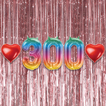 300일 이벤트 포토존 세트 아기 기념일 커플 축하 기념 숫자 풍선 하트, 06.커튼-(로즈골드)-300(소)-칵테일