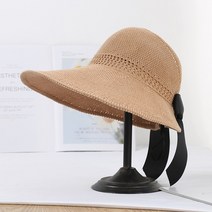 미주알고주알 자외선차단 접이식 리본 밀짚 모자 5color 선스크린 여름 태양 휴가 비치 휴양지 여성모자