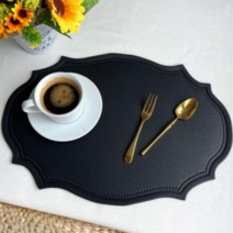 WONDULT 북유럽 감성 프리미엄 방수 식탁매트 2P세트, 블랙