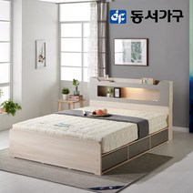 오니 디오 LED 3서랍 수납 침대프레임 Q 매트제외 OBC086, 오크워시