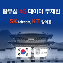 한국유심 SK 텔레콤 LTE&3G 데이터 무제한 전화&문자 수신 가능, SK 01일 (택배), 1개