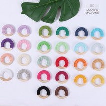 뜨개 나무링 26컬러 쪽쪽이 클립 만들기 마크라메 재료/ koonshop 쿤샵, 24.옐로우