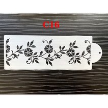 스프레이부스 29x10cm 퐁당 케이크 메쉬 스텐실 스탬프 엠보싱 웨딩 장식 도구 플라스틱 스프레이 금형 초콜릿 그리기 그림, [15] C15