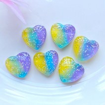 귀여운 수지 미니 3 색 하트 플랫 백 카보숑 스크랩북 DIY 쥬얼리 공예 장식 액세서리 10 개, [06] A