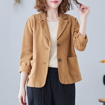 빅사이즈 여성 린넨 자켓 봄 여름 가을 긴팔 오버핏 여자 봄자켓 캐주얼 상의 linen jacket women JX0272