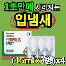 식약처 허가 구중 청량제 프라그 제거 구강 / 악취 /구취 입냄새 제거 프로폴리스 PROPOLIS SPRAY 스프레이 멘톨 세틸피리디늄염화물 자일리톨 직장인 마스크 수시로 낄 때, (15mlx3)x4box